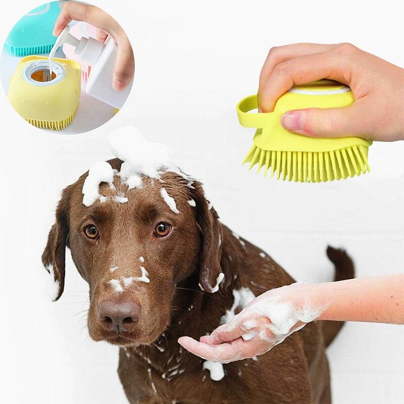 Bathroom Puppy Big Dog Cat Bath Massage Gloves Brush Soft Safety Silicone Pet Accessories Dog Cat Tools 1pcs - Stornic 